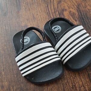 Wonder Nation Black and White Striped Sandals